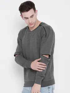 FUGAZEE Men Charcoal Solid Sweatshirt
