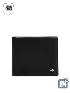 Eske Men Black Solid Two Fold Leather Wallet