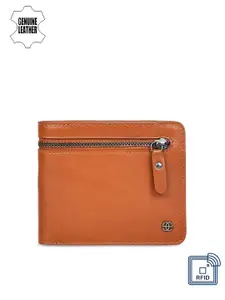 Eske Men Tan Brown Solid Two Fold Leather Wallet