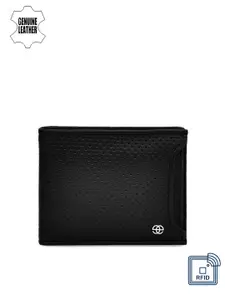 Eske Men Black Solid Two Fold Leather Wallet