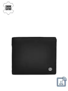 Eske Men Black Textured Two Fold Leather Wallet