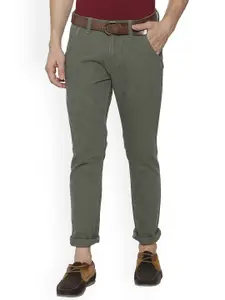 People Men Olive Green Slim Fit Solid Chinos