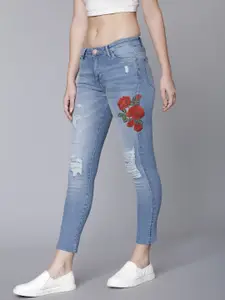 Tokyo Talkies Women Blue Super Skinny Fit Mid-Rise Mildly Distressed Jeans