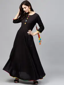 Nayo Black Cotton Maxi Dress