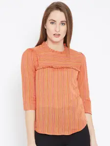 Ruhaans Women Orange Striped Top
