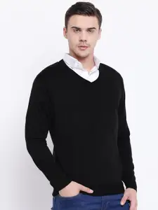 Pierre Carlo Men Black Solid Pullover