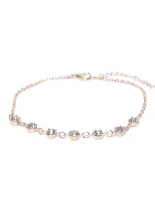 OOMPH Women Gold-Toned Handcrafted Crystal-Studded Anklet