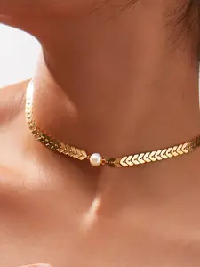 OOMPH Rose Gold-Toned Beaded Handcrafted Necklace