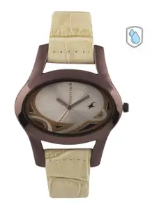 Fastrack Women Brown & Silver Dial Watch