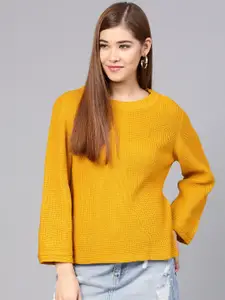 STREET 9 Women Mustard Yellow Solid Pullover
