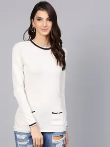 STREET 9 Women Off-White Solid Pullover