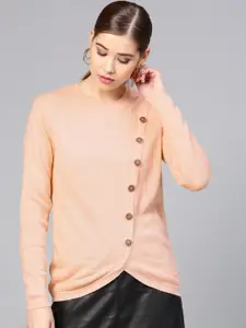 STREET 9 Women Peach-Coloured Solid Pullover
