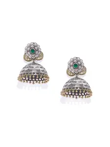 AccessHer Women Silver-Toned Dome Shaped Jhumkas
