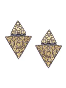 AccessHer Silver-Toned & Gold-Toned Triangular Studs