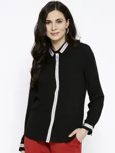 United Colors of Benetton Women Black Regular Fit Solid Casual Shirt
