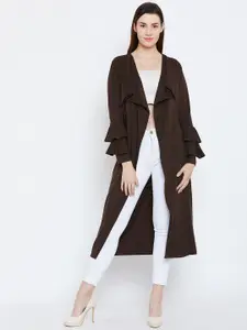 Hypernation Brown Solid Open Front Shrug