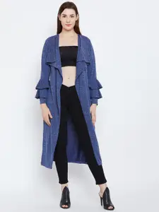 Hypernation Blue Solid Open Front Shrug