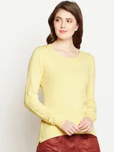 Marie Claire Women Yellow Solid Pullover