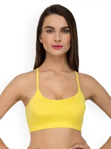 Laceandme Women Yellow Solid Sports Bra 4201
