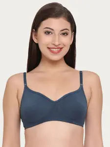 Clovia Women Navy Blue Solid Non-Wired Non Padded T-Shirt Bra BR0184P0840C