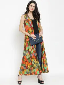 Indibelle Women Multicoloured Printed Longline Fusion Shrug