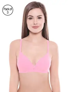Bodycare Women Pack of 3 Pink Solid T-shirt Bra 6552PINK
