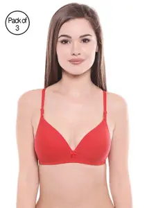 Bodycare Women Pack of 3 Coral Orange Solid T-shirt Bra 6552CORAL