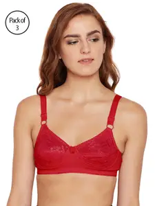 Bodycare Women Pack of 3 Red Everyday Bra 5583RED