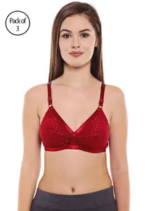 Bodycare Women Pack of 3 Red Everyday Bra 1528RED
