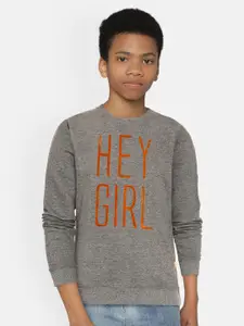 Pepe Jeans Boys Grey & Orange Typography Print Sweatshirt