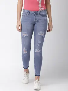 Aeropostale Women Blue Slim Fit Low-Rise Highly Distressed Stretchable Cropped Jeans