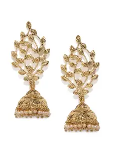 Zaveri Pearls Gold-Toned Dome Shaped Jhumkas