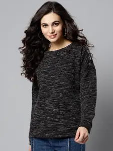 RARE Women Charcoal Grey Quilted Sweatshirt