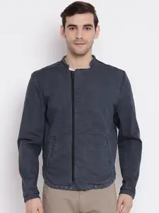 Blackberrys Men Grey Solid Denim Jacket