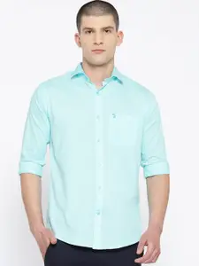 Shaftesbury London Men Blue Smart Slim Fit Solid Casual Shirt