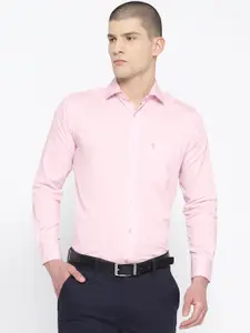 Shaftesbury London Men Pink Slim Fit Solid Smart Casual Shirt