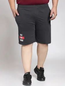 plusS Men Grey Solid Regular Fit Sports Shorts