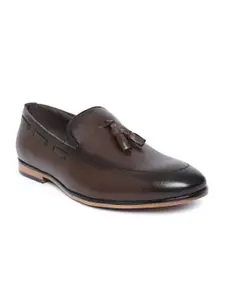 San Frissco Men Brown Leather Semiformal Slip-Ons