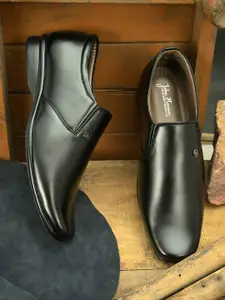 John Karsun Men Black Slip-On Formal Shoes