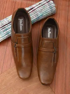 John Karsun Men Tan Brown Solid Formal Slip-On Shoes