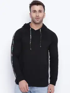 GRITSTONES Men Black Solid Hooded Sweatshirt