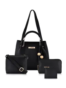 LaFille Pack of 4 Black Solid Handbags