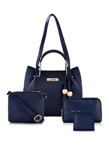 LaFille Pack of 4 Navy Blue Solid Handbags
