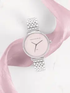 French Connection Women Pink Dial & Silver Toned Bracelet Straps Analogue Watch FC1317SM