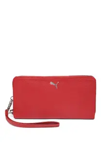 Puma Women Red Solid Zip Around Wallet