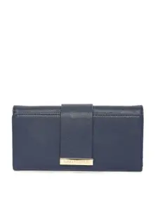 Lino Perros Women Navy Blue Solid Three Fold Wallet