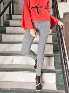 Tokyo Talkies Women Grey Skinny Fit High-Rise Heavy Fade Stretchable Jeans