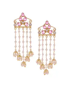 Silvermerc Designs Gold-Plated & Orange Handcrafted Circular Jhumkas