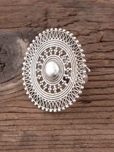 Silvermerc Designs Women Silver-Plated Handcrafted 92.5 Sterling Silver Oxidised Ring