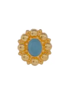 Silvermerc Designs Women Gold-Toned & Blue Handcrafted 92.5 Sterling Silver Ring